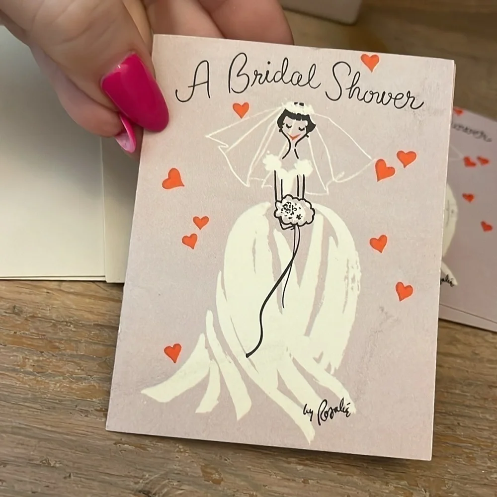 Box of Vintage Bridal Shower Invitations Rosalie Studio Five Bride 1953